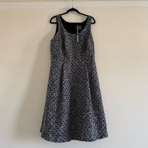 ModCloth Size 16 Take The Lead Retro 50s Gray Black Polka Dot Midi Dress NWT!